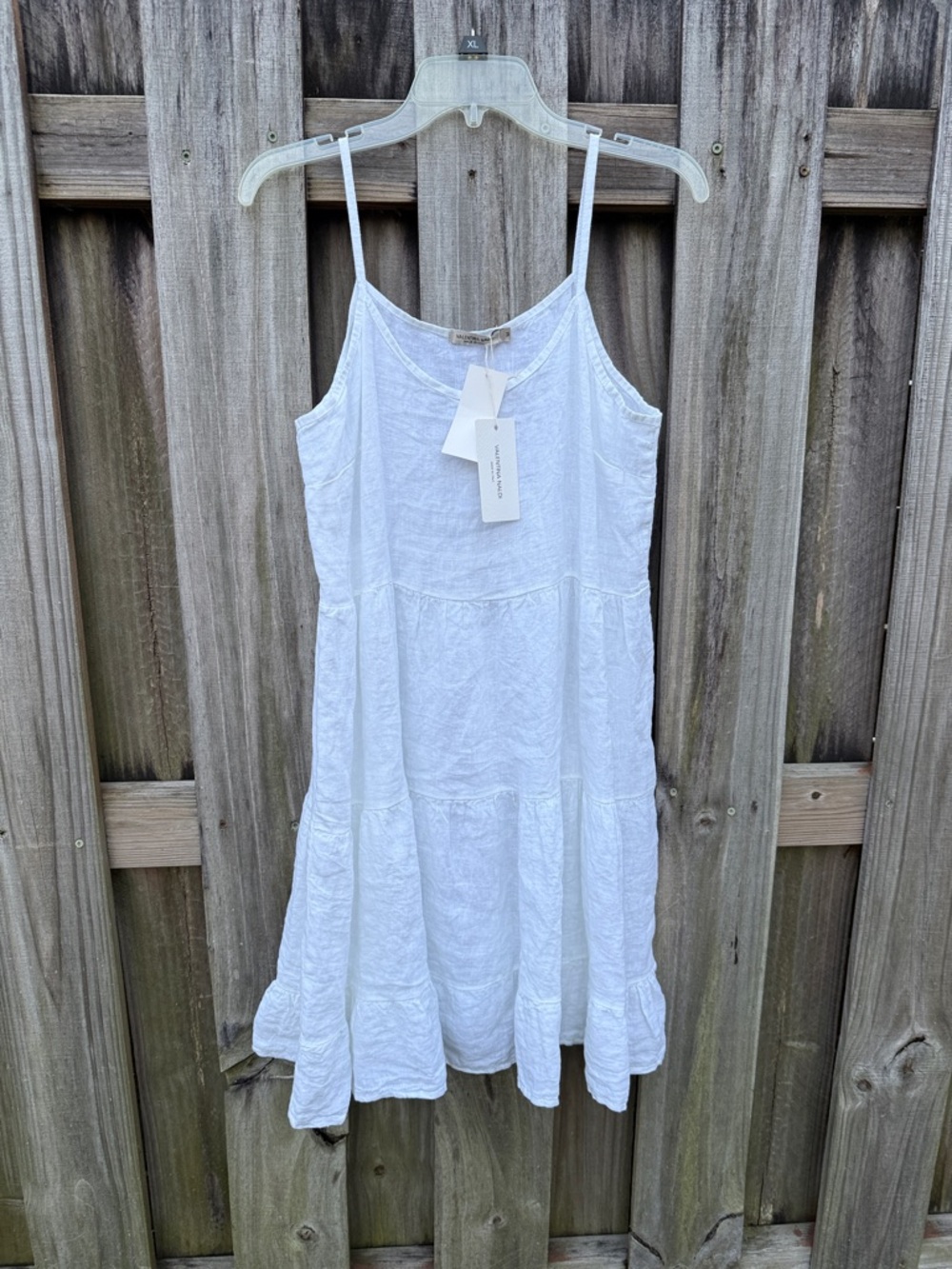 Women's White Tiered Midi Dress - Lightweight Spaghetti Strap